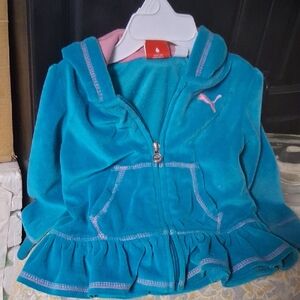 Puma Teal and Pink Kids' Hooded Jacket